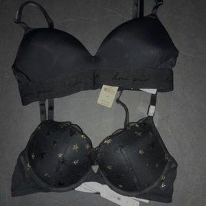 Victoria's Secret Tee Push-Up Bra & PINK Bra WEAR EVERYWHERE Bra sz 32B